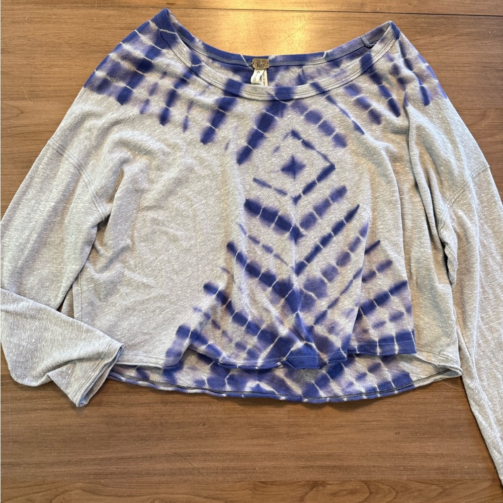 We The Free Blue Tie-Dye Long Sleeve Top